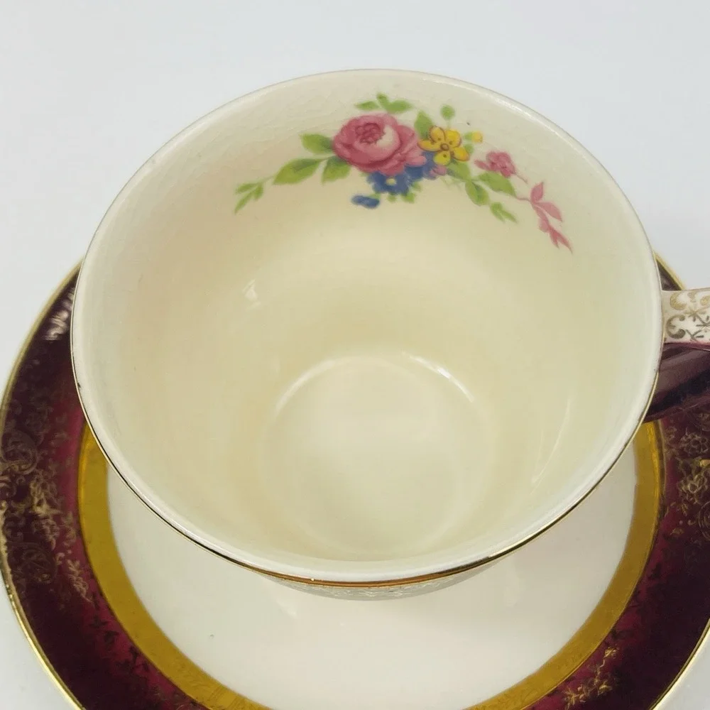 Century by Salem Aristocrat‎ 23 Karat Gold Tea Cup and Saucer Floral Crazing
